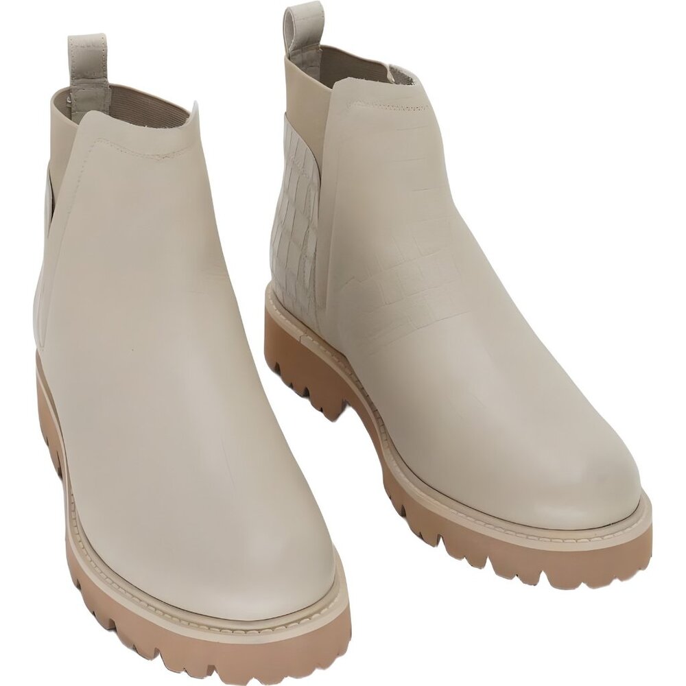 Journee Signature Bristol Chelsea Booties Block Heel Beige Women's US 8M